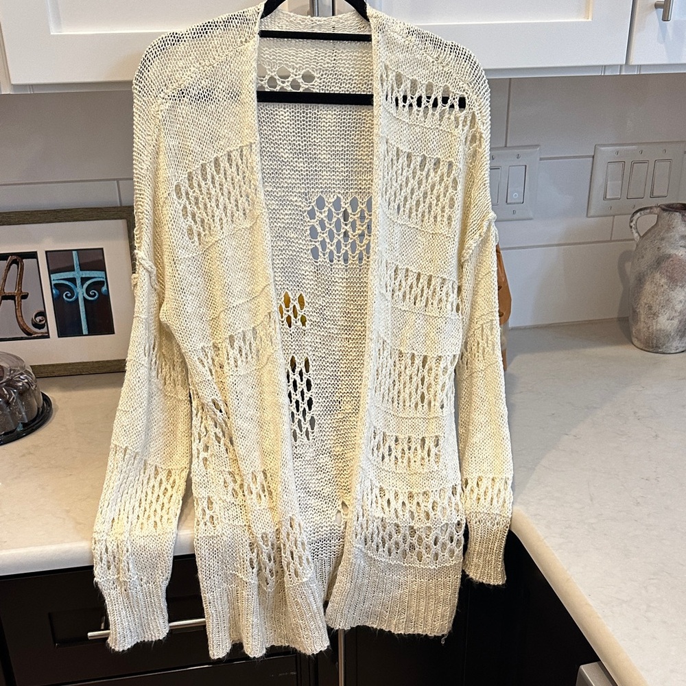 Cream Open-Knit Women's Sweater
